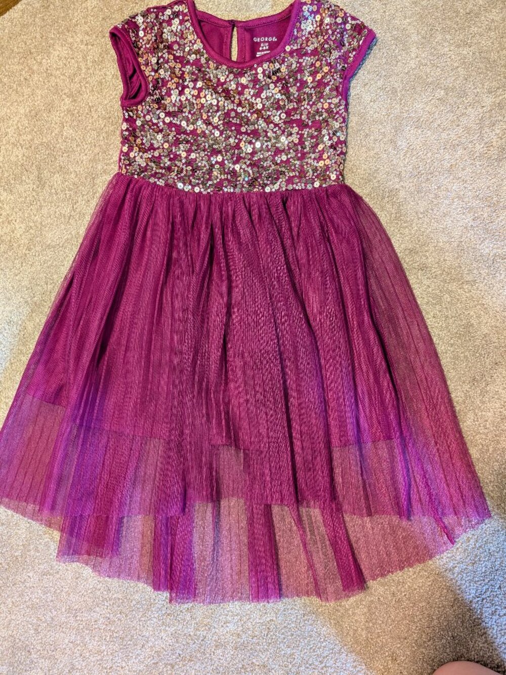 Sequin sparkly purple dress sheer skirt size 6